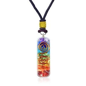 Orgone Chakra Healing Pendant with Adjustable Cord – 7 Chakra Stones Necklace